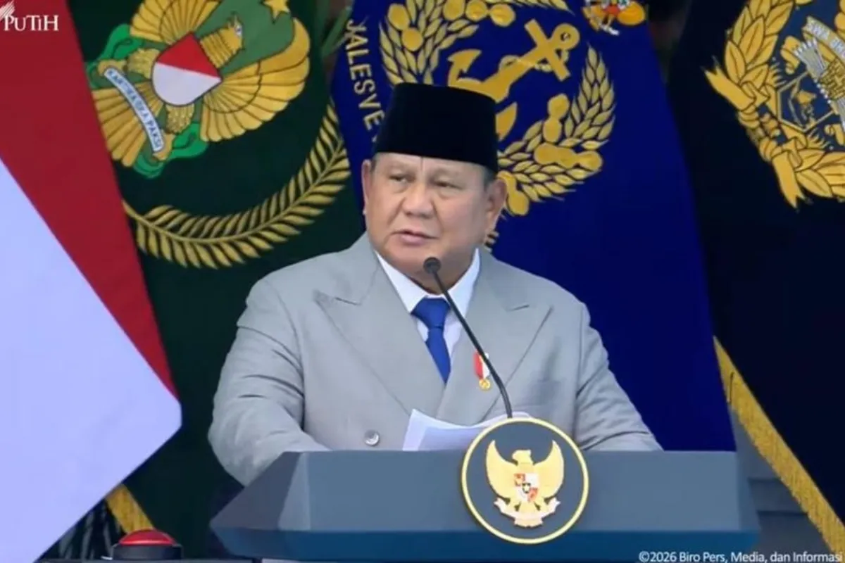 Presiden Prabowo saat memberikan amanat di HUT ke-81 TNI, Senin (5/10/2026). - dok YouTube Setpres