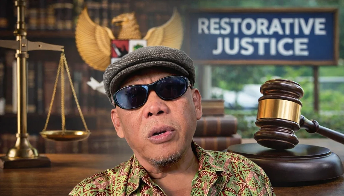 Ilustrasi Restorative justice Kasus Ijazah Palsu Jokowi - Gambar di buat dengan Ai - beritanda.com