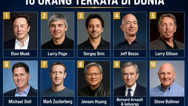 10 Orang Terkaya di Dunia 2026, Bos Teknologi Mendominasi