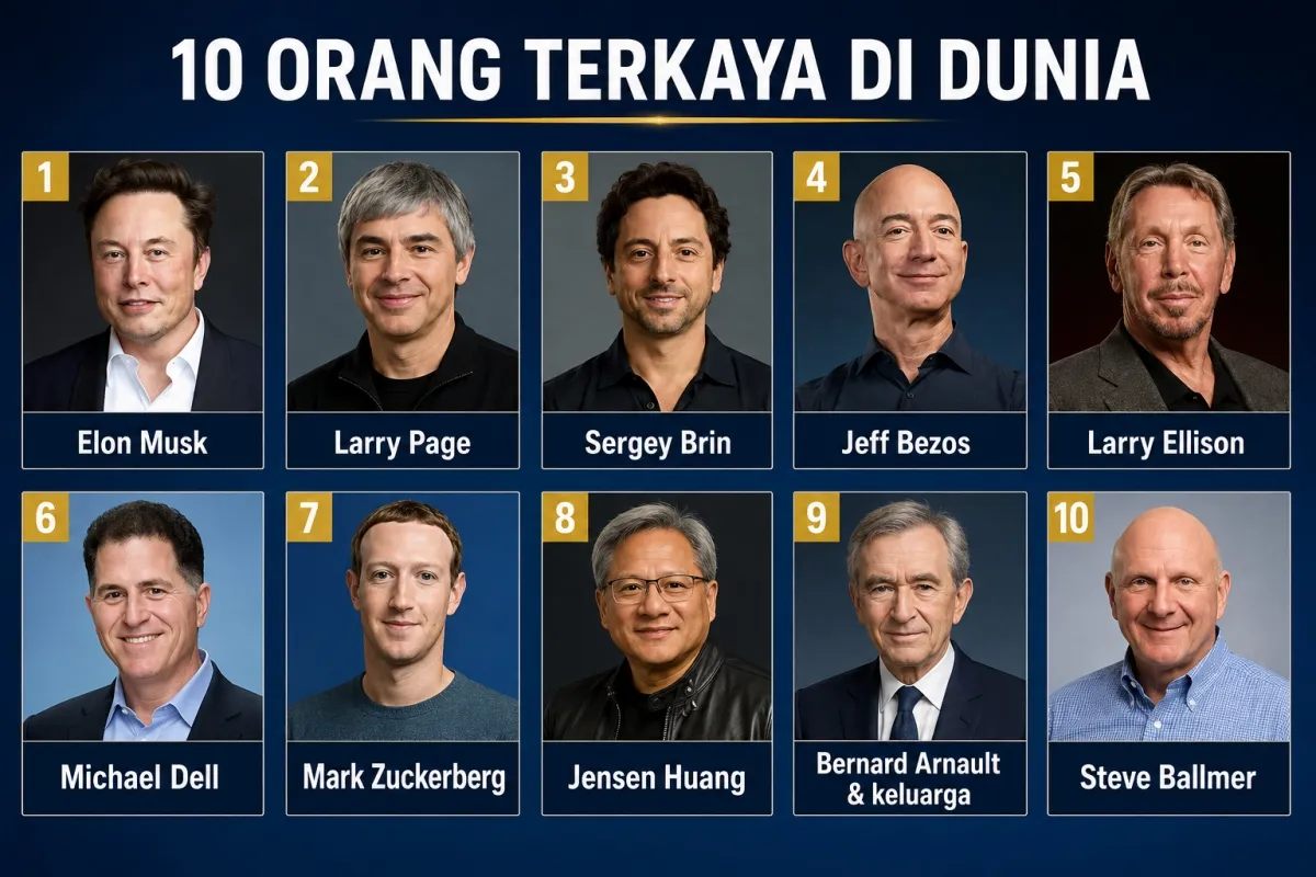 10 Orang Terkaya di Dunia 2026, Bos Teknologi Mendominasi